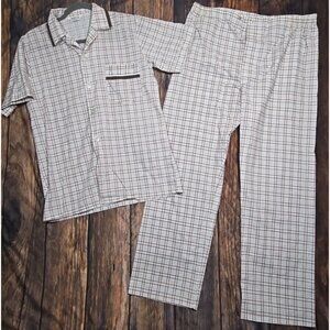 JCPenny Vtg Sleepwear 2 Piece Plaid Pajama Set Lightweight Comfort Men's Medium